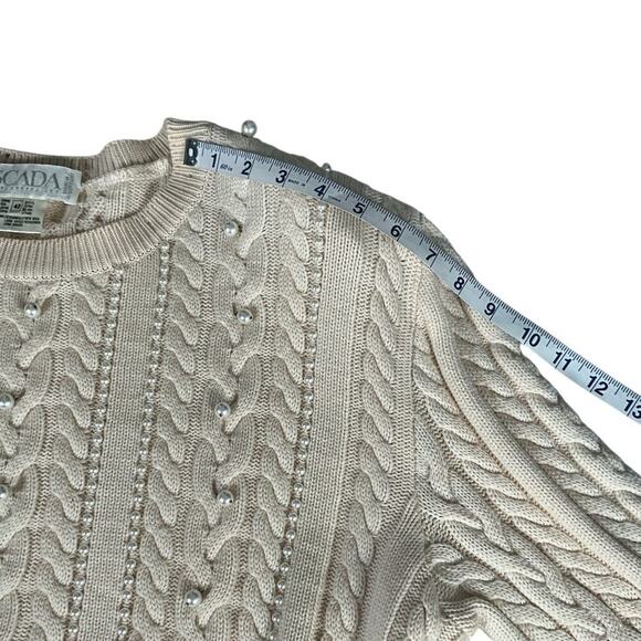 ESCADA by MARGARETHA LEY 100% New Wool Size 42 Cream Tight Knit With Pearls - Picture 11 of 16